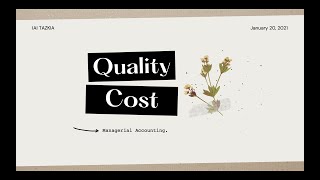Managerial Accounting - Quality Cost