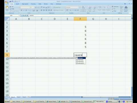 The average function / equation in excel