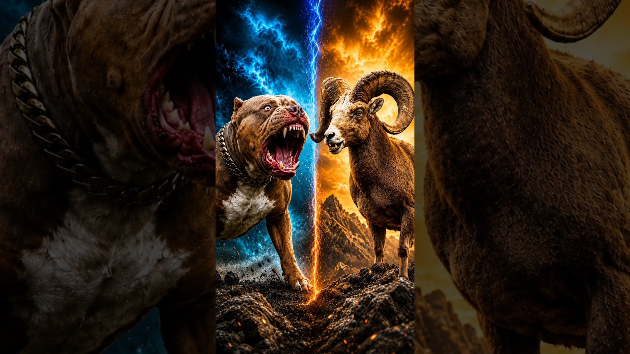 Aggressive Pitbull Dog VS Mountain Sheep Who Will Win! #shorts