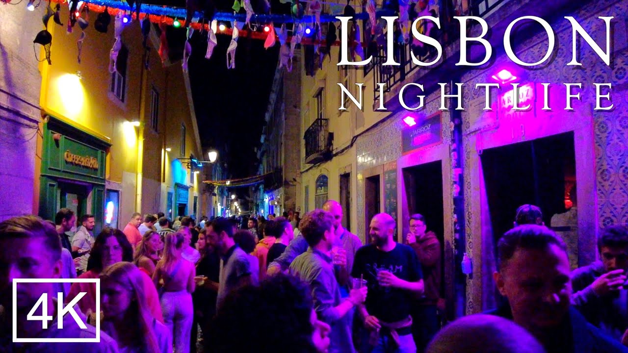 Nightlife in Lisbon Portugal BAIRRO ALTO Lisboa MAY 2022 4K ASMR