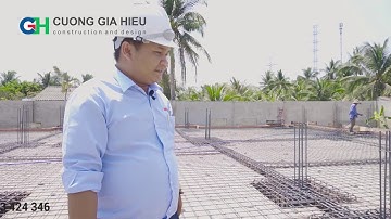 Đổ bê tông sàn tầng trệt siêu biệt thự 2 tầng cổ điển tại Bến Tre