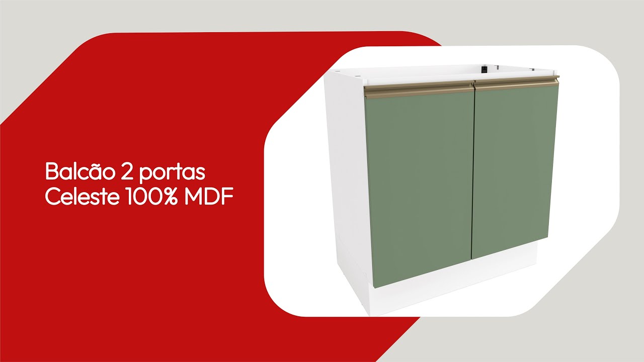 Balcão Celeste Kappesberg 100% MDF 2 Portas Branco/Nogueira 80cm