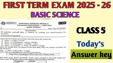 First term exam 2025-2026 Class 5 Basic Science Onam exam Today