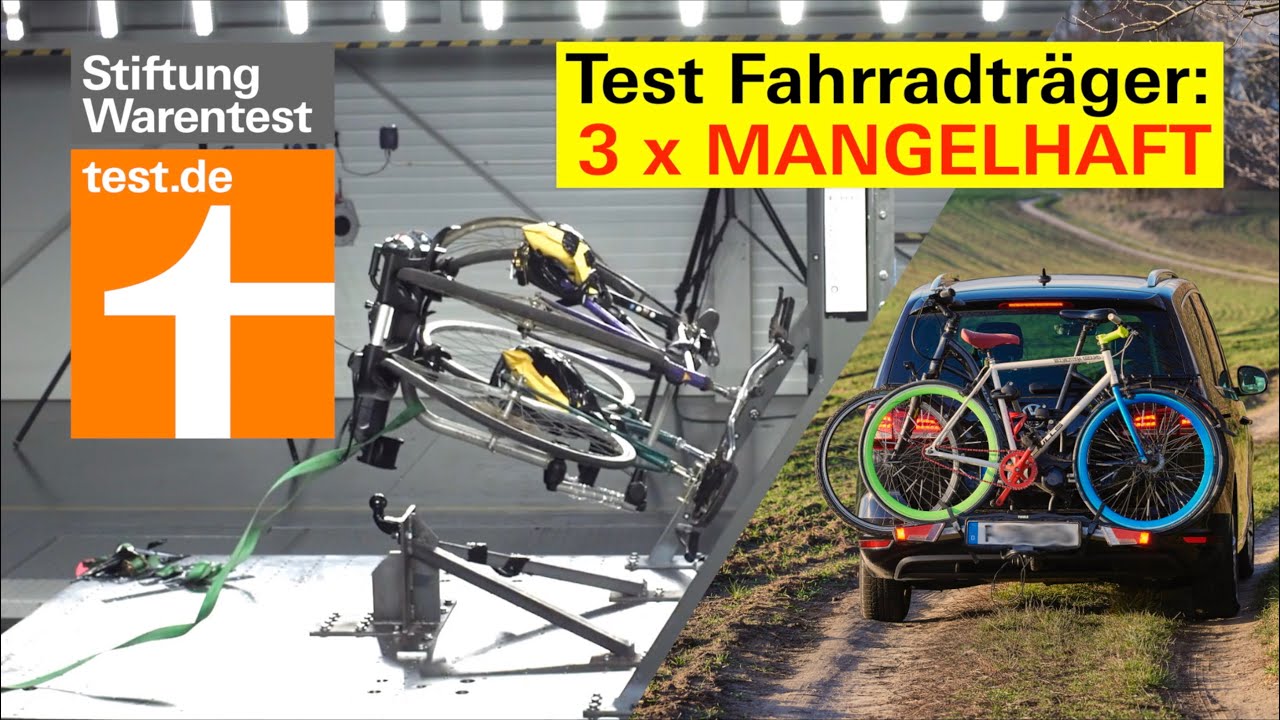 Test Fahrradträger fürs Auto: 3 Fahrrad-Heckträger im Crashtest mit  schweren Sicherheitsmängeln - YouTube