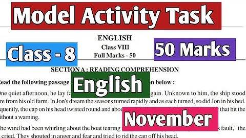 Class 8 English(ইংরেজি) Model Activity Task Part 8 November /50 marks #wbbse