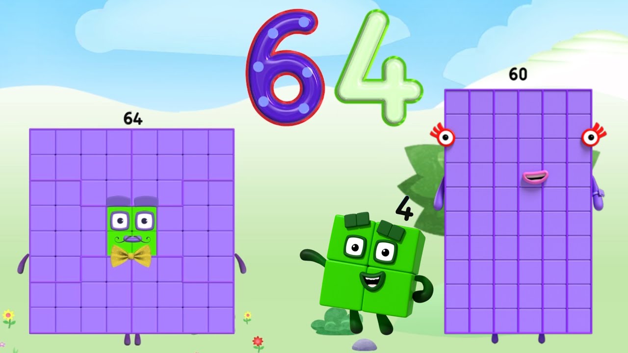NUMBERBLOCKS : LEARN TRACE & ADD NUMBER 60 & 64  | COUNT & MULTIPLY NUMBERS | KID MATH EDUCATION