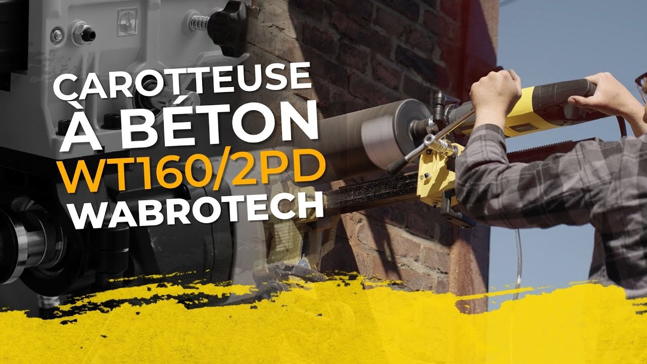 Carotteuse WABROTECH WT160/2PD sur bâti WT45S en action | carottage diamant | perçage de carottes