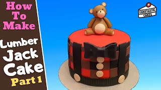 Plaid Lumberjack Cake Tutorial (Part 1) Baby Shower Cake - Cake Decorating Video by Caketastic Cakes