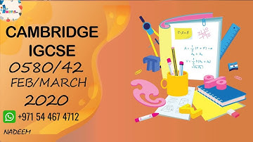 0580/42/F/M/20 | Worked Solutions | IGCSE Math Paper 2020 (EXTENDED) #0580/42/Feb/March/2020 #0580
