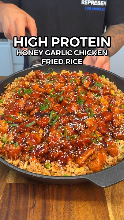 Healthy High Protein Honey Garlic Chicken Fried Rice #highprotein #mealprep #healthyrecipes #foodie