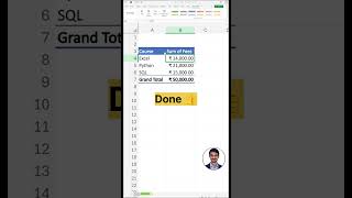 Course Wise Total Fees in Excel Mobile 📱 | Pivot Table Easy Trick 💰  #excel  #exceltips