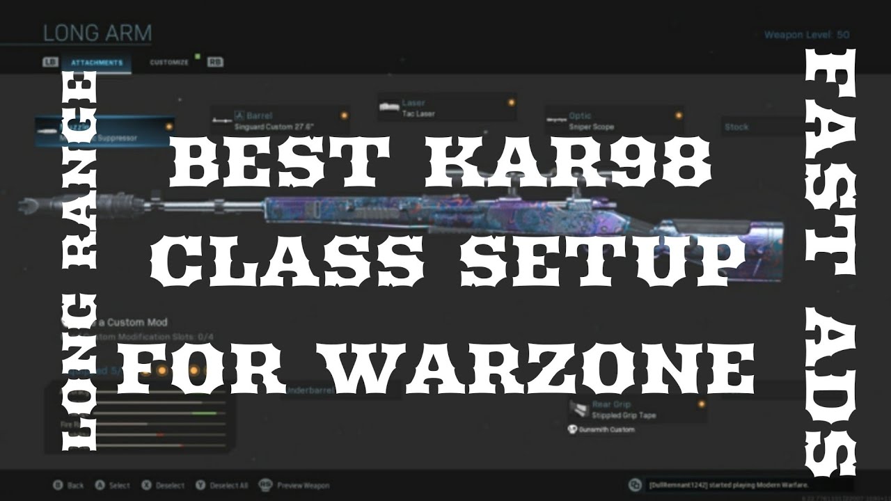 BEST KAR98 CLASS MULTIPLAYER/WARZONE SEASON 4 CALL OF DUTY MODERN