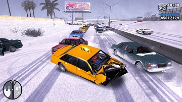 GTA SA Realistic Vehicle Deformation Mod - Winter Crash Testing #3