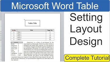 MS Word Table Tutorial | Table Design, Setting and Layout | TIPS TRICKS |Complete tutorial Urdu