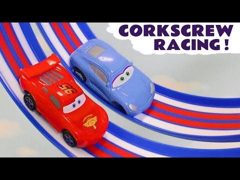 cars-3-hot-wheels-corkscrew-with-dc-comics-&-marvel-avengers-4-vs-disney-pixar-mcqueen-race-off