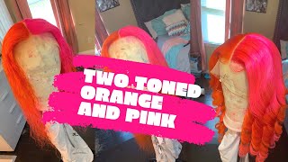 Dying Wig Orange And Pink | TWO TONED WIG