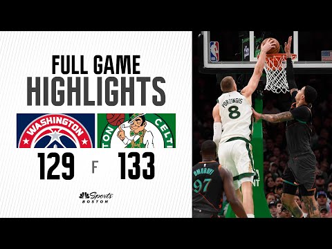 HIGHLIGHTS: Jayson Tatum, Kristaps Porzingis combine for 69 points in 4-point win over Wizards