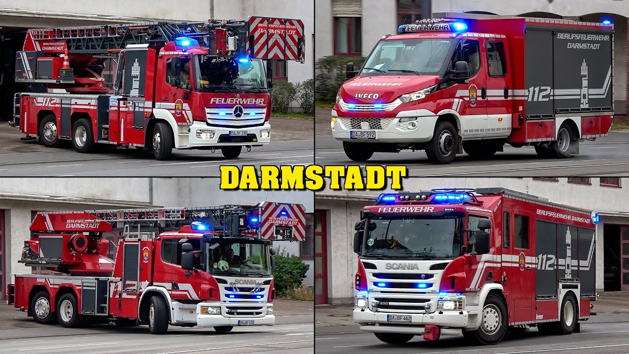 [BULLHORNGRÜßE | HÖHENRETTUNG] - Alarmfahrten der Feuerwehr Darmstadt zu diversen Einsätzen!
