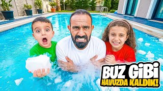 POYRAZ ELİF BUZ GİBİ HAVUZDA CEZALI OLDU!!!BABAM DONDU!!