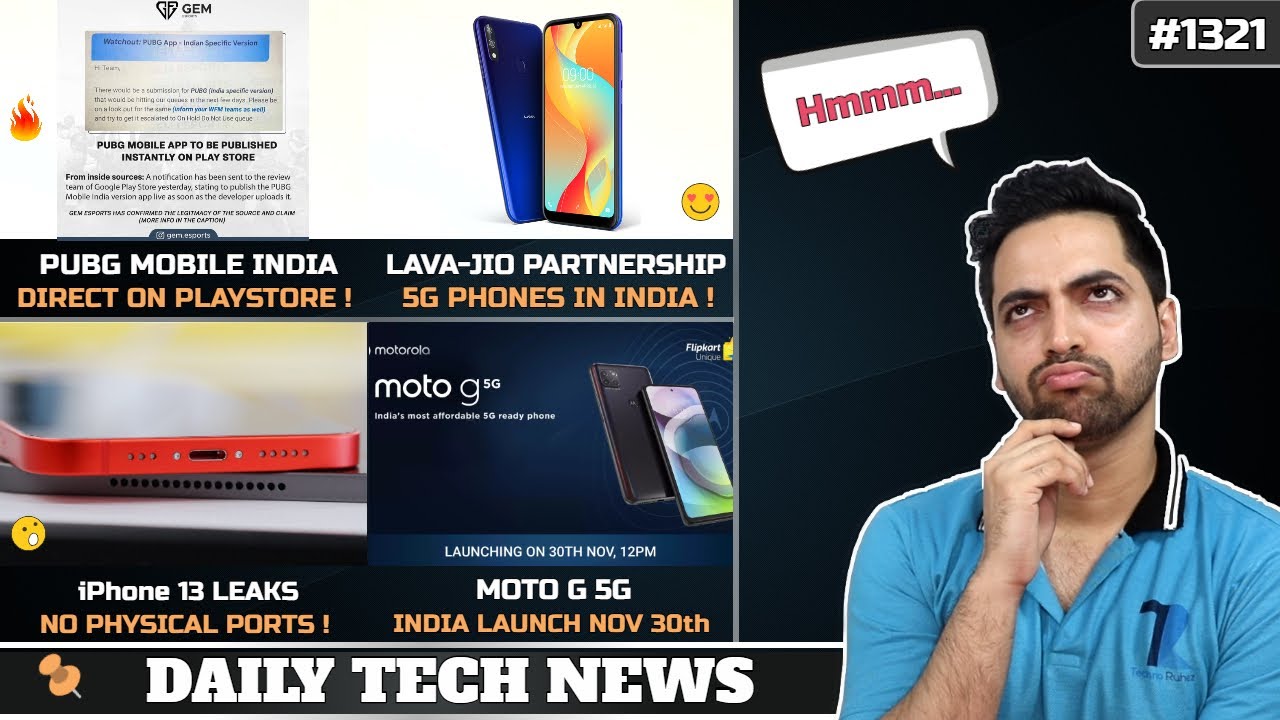 Lava-Jio 5G Phone,PUBG Mobile Good News😍,iPhone 13 No Ports,Moto G 5G 30th Nov,Redmi Note 9 5G #1321