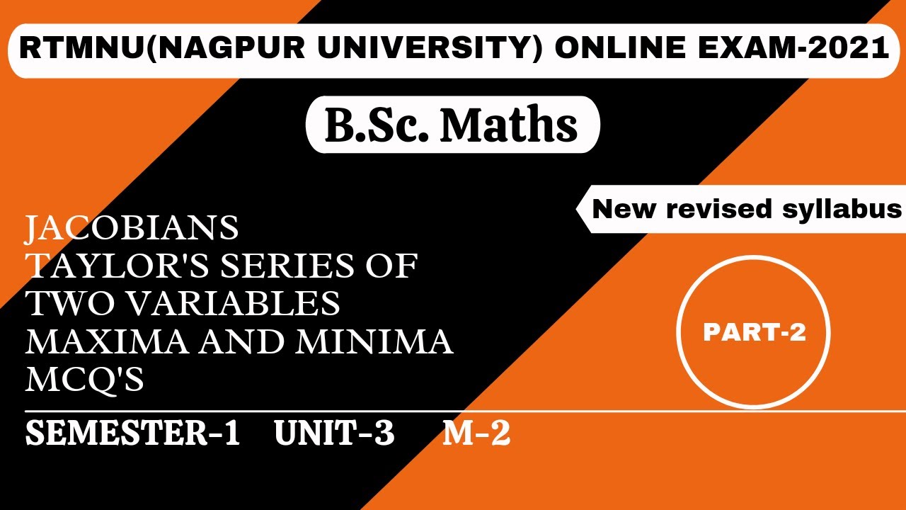 Maxima, Minima and Legrange's Multiplayer Method MCQ's for B.Sc.| Part-2 | RTMNU | B.Sc. Maths