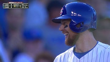 LAD@CHC: Zobrist singles, gets to third on an error