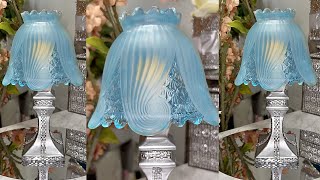 DIY COLORING GLASS LAMP SHADE WITH DIY CRYSTAL RHINESTONE GLASS HOLDER