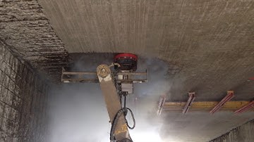 Concrete removal at the ceiling of the bridge