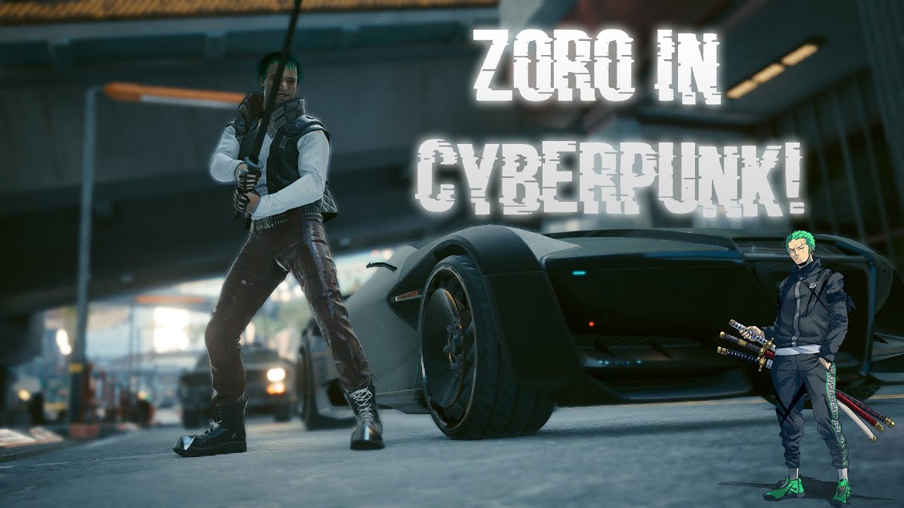Zoro roronoa in a cyberpunk setting