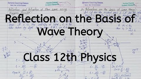 Reflection on the basis of Wave Theory, Chapter 10, Wave Optics, Class 12 Physics