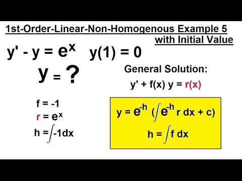 Differential Equation 1st Order Linear Form 8 Of 9 Example 5 Of Non Homogenous Form Youtube