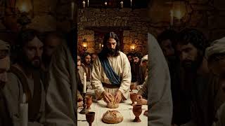 Jesus blessing bread on the last supper