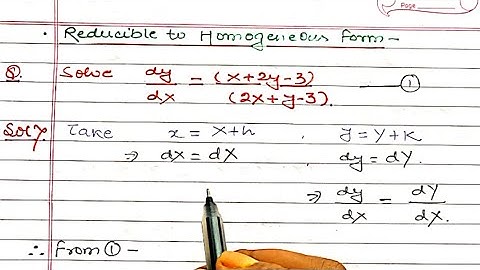 Equation reducible to homogeneous form in hindi | example 1 | Differential Equation
