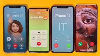 Four Phone Incoming Outgoing Call Iphone 11 Black, Samsung S10E,Iphone 11 Red, Samsung S21
