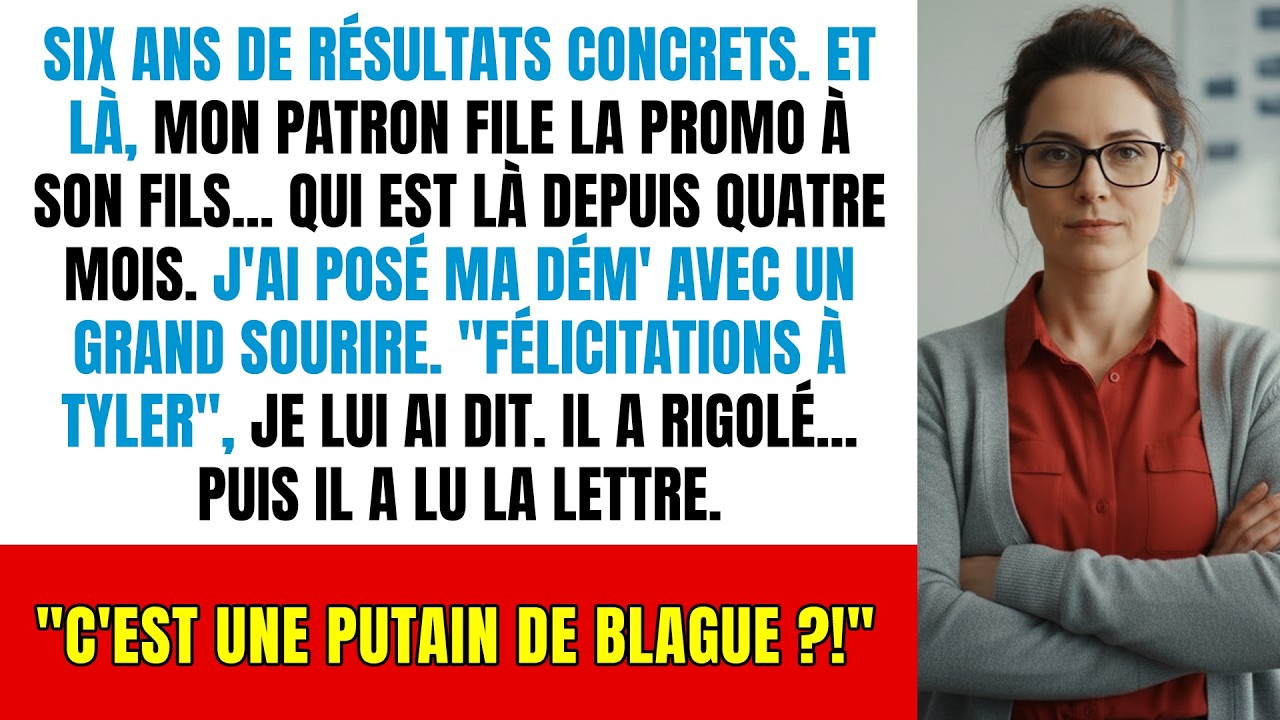 Il a été promu après 4 mois. J'ai donné 6 ans. Devinez qui a démissionné avec le sourire ?