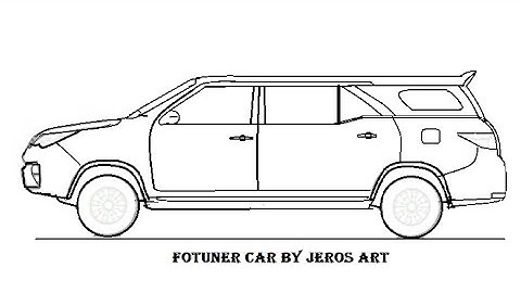 drawing of a Toyota Fortuner on Ms paint very easy step by step on Ms paint
