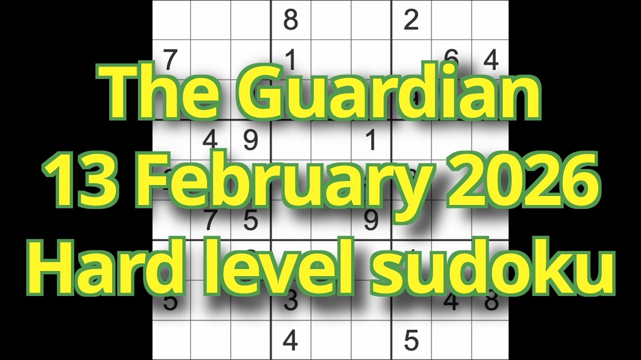 Решение судоку – The Guardian, 13 февраля 2026 г. Судоку сложного уровня.