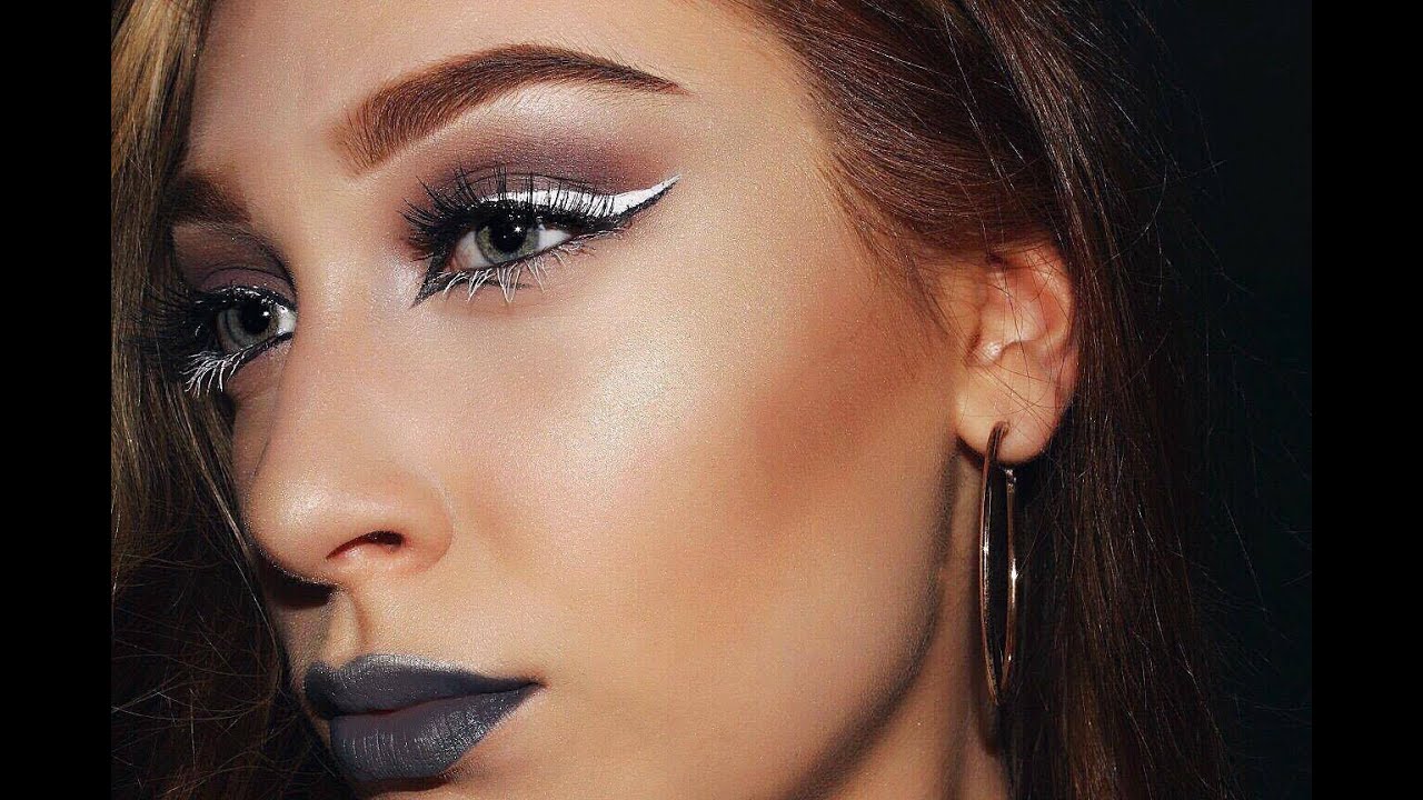 Glam & Graphic White Liner + Grey Lips | Full Tutorial ❤︎