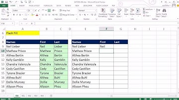 Excel 2013 Preview #2: Flash Fill To Extract First & Last Names From Column (Excel Magic Trick 950)