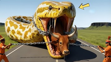 Noodhulpteam redt uitgeputte koe van dodelijke beet van gigantische python🐂🐍