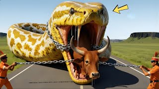 Emergency Rescue Team Saves Exhausted Cow From Giant Pythons Deadly Bite