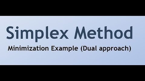 Simplex method minimization (Dual Approach)