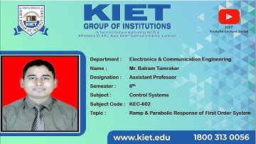 B. Tech_ECE_6Sem| Ramp & Parabolic Response of First Order Control System | Mr. Balram Tamrakar|