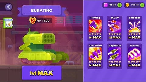 TANK STARS BURATINO MAX LVL ALL WEAPONS MAX LVL GAMEPLAY