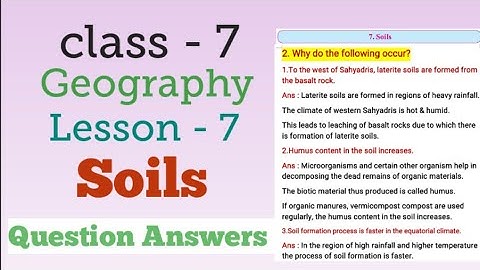 Class 7 | Geography | Lesson 7 | Soils | Question Answers | Mh Board.