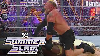 Brock Lesnar TOMBSTONES Oba Femi onto the exposed hardwood: SummerSlam 2026 highlights