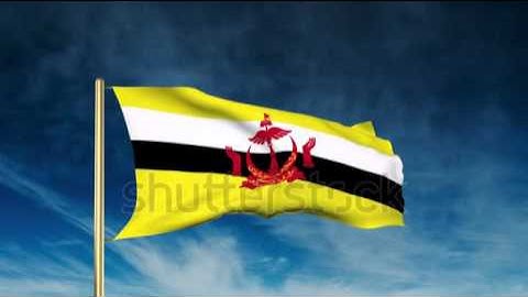 Brunei flag slider style. Waving in the wind with cloud background animation Stock video by
