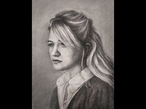 Как нарисовать портрет  девушки? Портрет угольным карандашом  How to draw a portrait with charcoal.