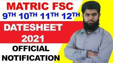 Matric Fsc Exams Datesheet 2021 9th 10th 11th 12th Datesheet 2021 1st 2nd Year Board Exams 2021