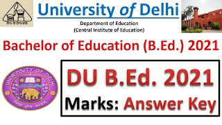 Du Bed 2021 Answer Key  B Ed Cut Off  Delhi University Bed Expected Cut Off Score Card  Nta